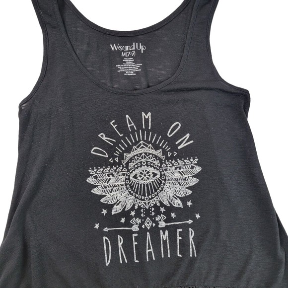 Tunic Tank Top Shirt Junior M 7-9 Dream on Dreamer Sleeveless Scoop Neck Black - Picture 16 of 16